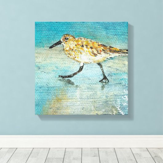 Sandpiperwading Shorebird Weathered look Canvas (Insitu (Houten vloer))