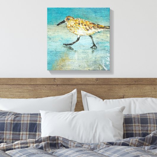 Sandpiperwading Shorebird Weathered look Canvas (Insitu (Slaapkamer))