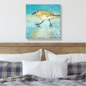 Sandpiperwading Shorebird Weathered look Canvas Afdruk (Insitu (Slaapkamer))