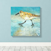 Sandpiperwading Shorebird Weathered look Canvas Afdruk (Insitu (Houten vloer))