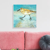 Sandpiperwading Shorebird Weathered look Canvas Afdruk (Insitu (Woonkamer))