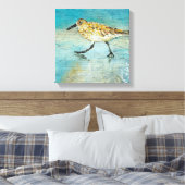 Sandpiperwading Shorebird Weathered look Canvas Afdruk (Insitu (Slaapkamer))