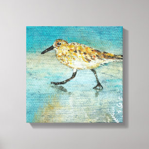 Sandpiperwading Shorebird Weathered look Canvas Afdruk