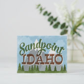 Sandpoint Idaho Fun Retro Snowy Mountains Briefkaart (Staand voorkant)