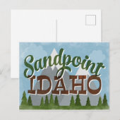 Sandpoint Idaho Fun Retro Snowy Mountains Briefkaart (Voorkant / Achterkant)