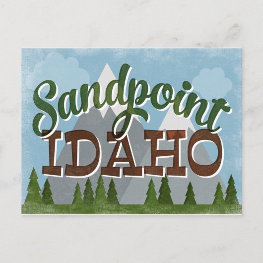 Sandpoint Idaho Fun Retro Snowy Mountains Briefkaart (Voorkant)