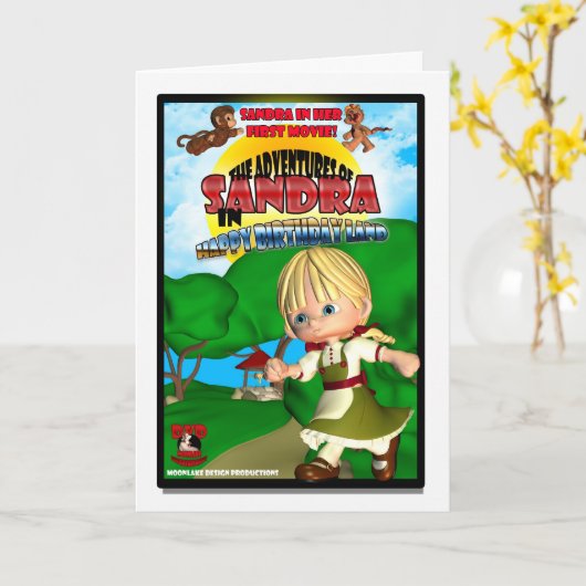 Sandra Birthday Kaart DVD box spoof (Gele Bloem)