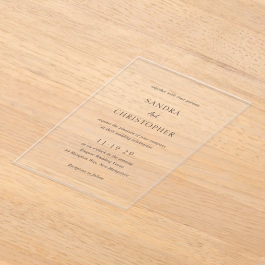 Sandra Classic Elegant Wedding Acryl Uitnodigingen (Laagn)