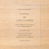 Sandra Classic Elegant Wedding Acryl Uitnodigingen (Voorkant)