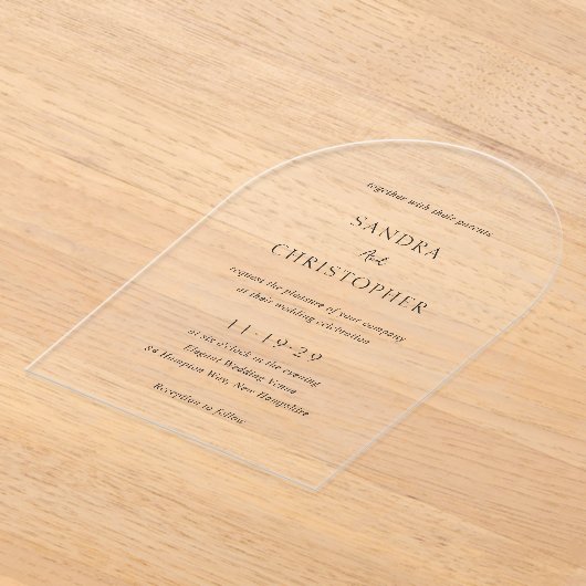 Sandra Classic Elegant Wedding Acryl Uitnodigingen (Laagn)