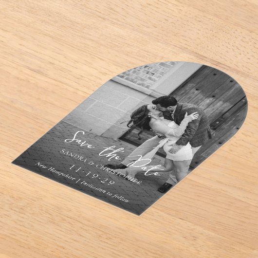 Sandra Classic Elegant Wedding Save the Date Acryl Uitnodigingen (Laagn)