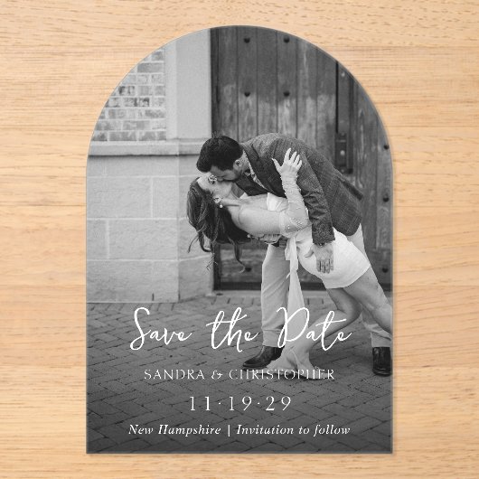 Sandra Classic Elegant Wedding Save the Date Acryl Uitnodigingen (Voorkant)