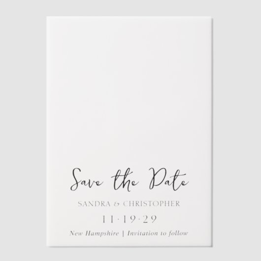 Sandra Classic Elegant Wedding Save the Date Vellum Uitnodigingen (Voorkant)