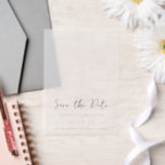 Sandra Classic Elegant Wedding Save the Date Vellum Uitnodigingen<br><div class="desc">Klassieke stijl bruiloft slaan de datum met een eenvoudige maar elegante ontwerp met uw evenement details in traditionele serif en script lettertypen.</div>