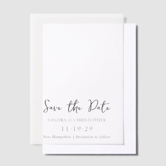 Sandra Classic Elegant Wedding Save the Date Vellum Uitnodigingen (Offset)
