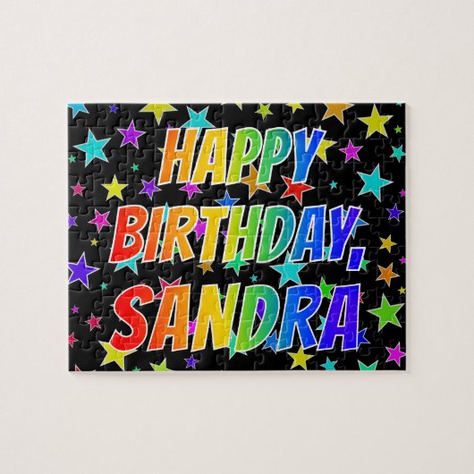 SANDRA First Name, Fun "HAPPY BIRTHDAY" Legpuzzel (Horizontaal)