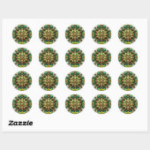 SANDRA ~ GLANZEND Groen en Goud Kerstmis ~ Ronde Sticker (Vel)