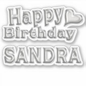 Sandra Happy Birthday silver Aufkleber Sticker (Voorkant)