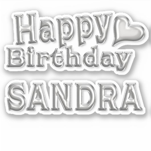 Sandra Happy Birthday silver Aufkleber Sticker (Voorkant)