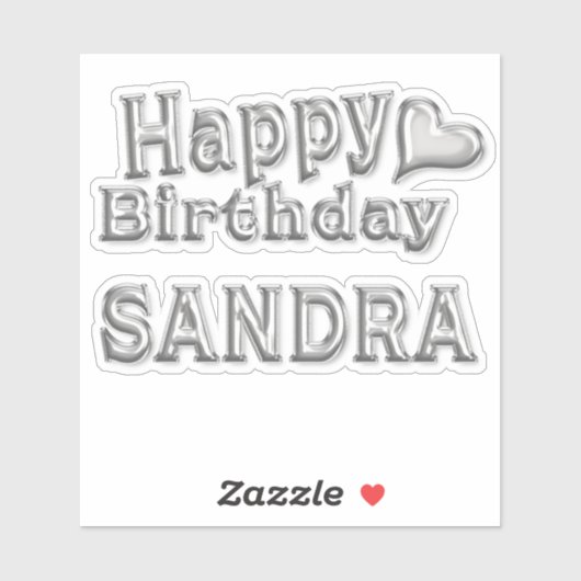 Sandra Happy Birthday silver Aufkleber Sticker (Vel)