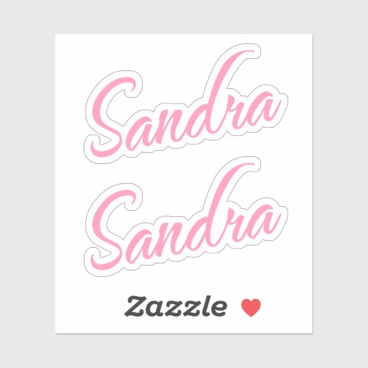 Sandra Naam in Roze x2 Sticker (Vel)