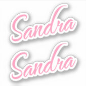 Sandra Naam in Roze x2 Sticker (Voorkant)