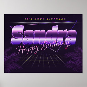Sandra Naam Vorname retro Poster Geburtstag