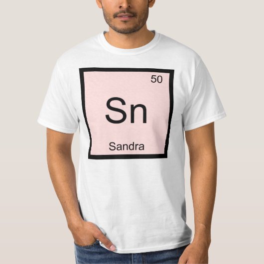 Sandra Name Chemistry Element Periodic Table T-shirt (Voorkant)