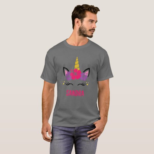 SANDRA Persoonlijk Unicorn Face T-shirt (Voorkant volledig)