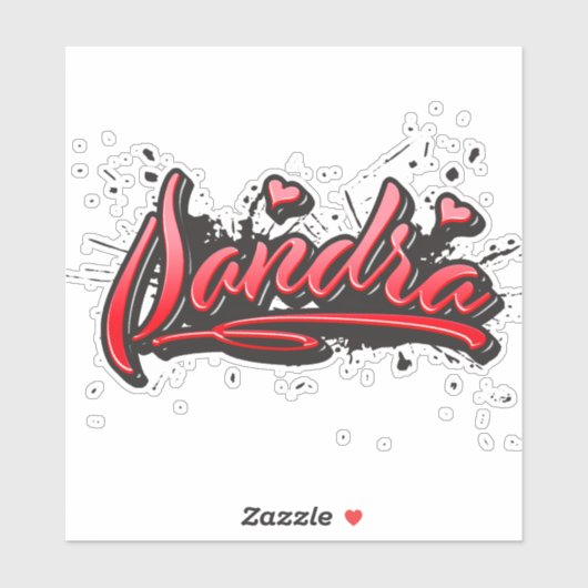 Sandra red Heart Graffiti Aufkleber Sticker (Vel)