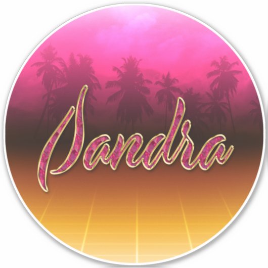 Sandra Vorname Name golden pink Aufkleber Sticker (Voorkant)