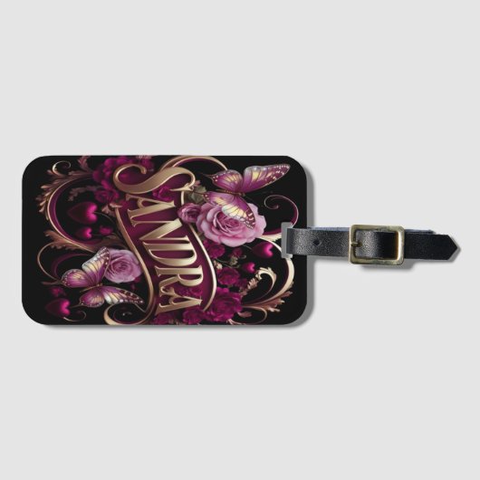 Sandra's bloemembleem bagagelabel (Voorkant (horizontaal))