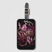 Sandra's bloemembleem bagagelabel (Voorkant (verticaal))