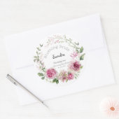 Sandra's Bruids Bloem Waterverf Bloemendouche Ronde Sticker (Envelop)