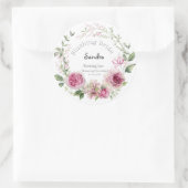 Sandra's Bruids Bloem Waterverf Bloemendouche Ronde Sticker (Tas)