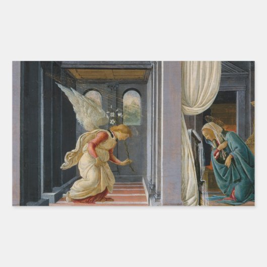 Sandro Botticelli - De aankondiging Rechthoekige Sticker (Voorkant)