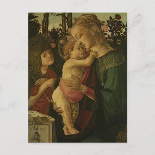 Sandro Botticelli: De Madonna en het kind met Sain Briefkaart (Voorkant)
