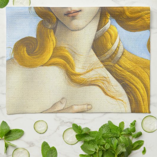 Sandro Botticelli - geboorte van Venus Close-up Theedoek (Gevouwen)