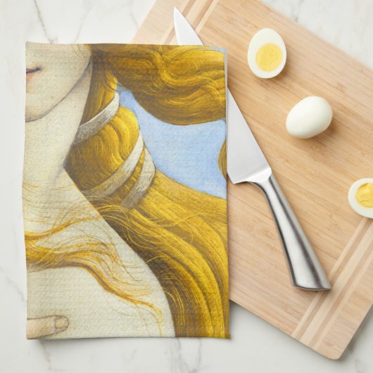 Sandro Botticelli - geboorte van Venus Close-up Theedoek (Quarter Fold)