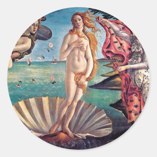 Sandro Botticelli - geboorte van Venus - fijne kun Ronde Sticker (Voorkant)