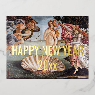 Sandro Botticelli - geboorte van Venus Happy Nieuw Folie Feestdagen Briefkaart