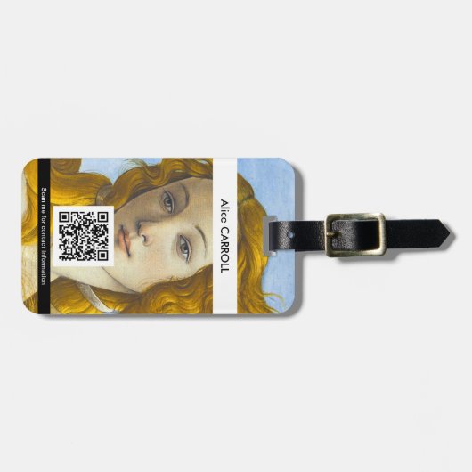 Sandro Botticelli - Geboorte van Venus - QR Code Bagagelabel (Voorkant horizontaal)