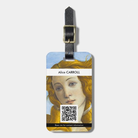 Sandro Botticelli - geboorte van Venus - QR-code Bagagelabel (Voorkant verticaal)