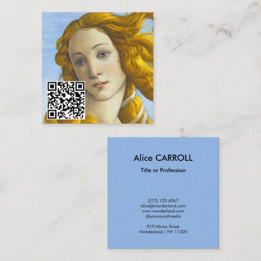 Sandro Botticelli - geboorte van Venus - QR-code Vierkante Visitekaartje (Voorkant / Achterkant)