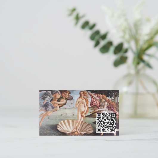 Sandro Botticelli - geboorte van Venus - QR-code Visitekaartje (Staand voorkant)