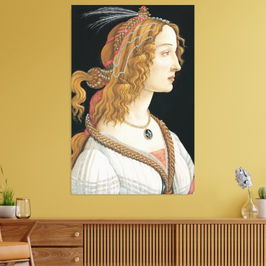 Sandro Botticelli - geïdealiseerd portret van een Canvas Afdruk (Insitu (Woonkamer))
