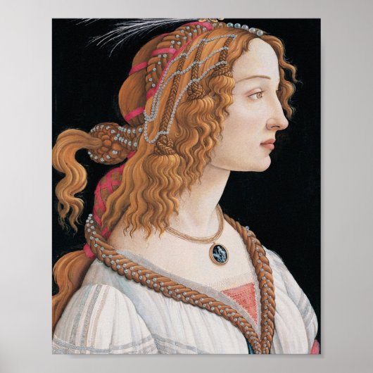 Sandro Botticelli Ideaal portret van een dame Poster (Voorkant)