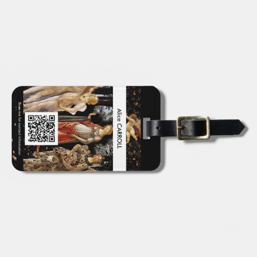 Sandro Botticelli - La Primavera - QR-code Bagagelabel (Voorkant horizontaal)