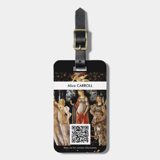 Sandro Botticelli - La Primavera - QR-code Bagagelabel (Voorkant verticaal)