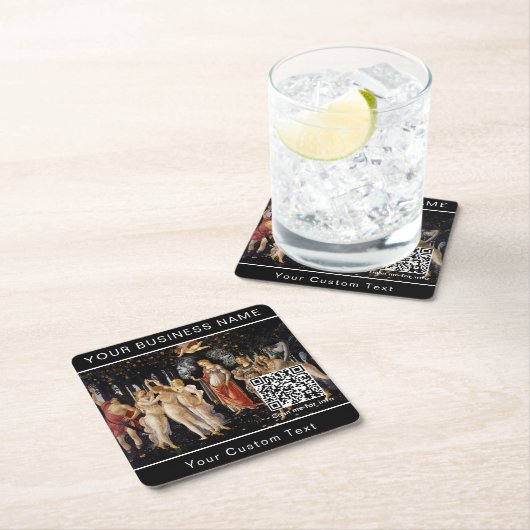 Sandro Botticelli - La Primavera - QR-code Kartonnen Onderzetters (Insitu)